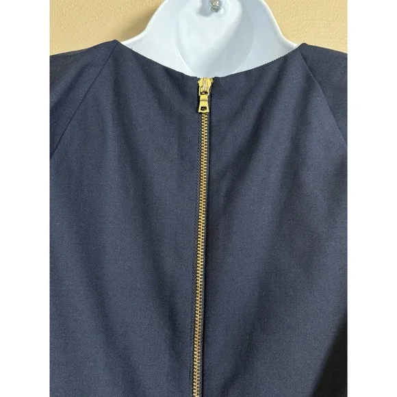 J.CREW Women's Monday Dress Lined Solid 100% Blue Wool Ruffle Sheath Career Sz 8 - Picture 13 of 16